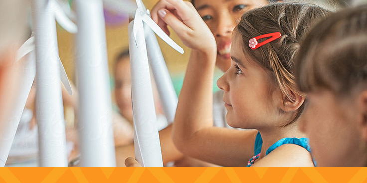 students doing wind turbine a activity